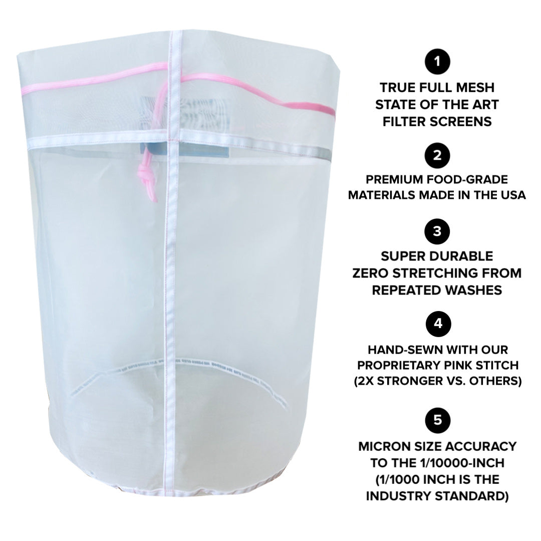 100 Gallon All Mesh Bubble Mixing Filter Bags: 220 Micron for Superior  Extraction and Filtration